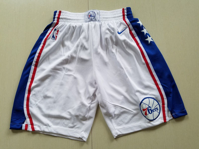 2018 Men NBA Nike Philadelphia 76ers white shorts->milwaukee bucks->NBA Jersey